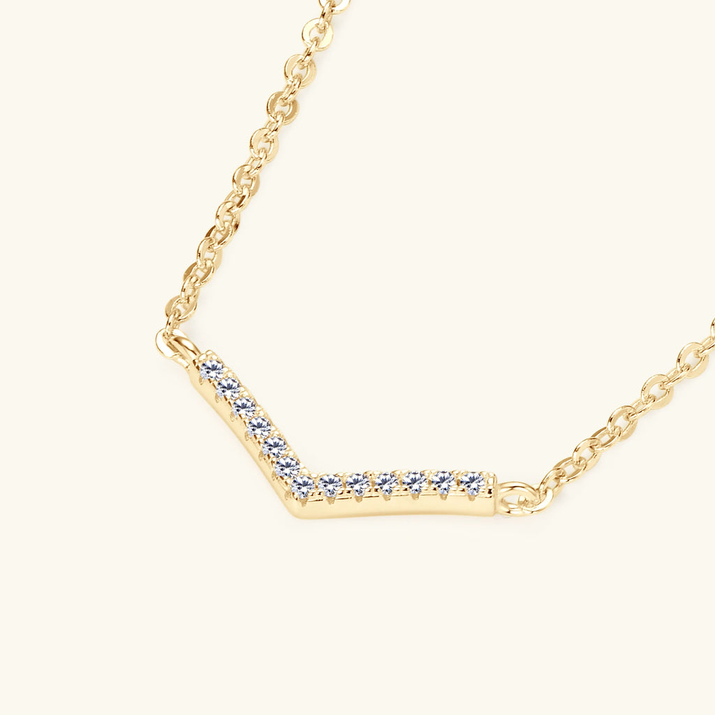 925 Sterling Silver Moissanite V-shaped Necklaces For Women 18K White/Yellow Gold Plated Choker Necklace Dainty Jewelry Gifts