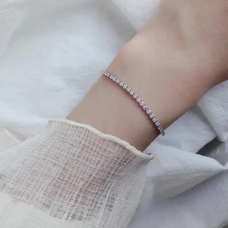 Moissanite Tennis Bracelet 3mm for Women 925 Sterling Silver with Gold Plated Fine Jewelry Lab Diamond Chains Bracelets