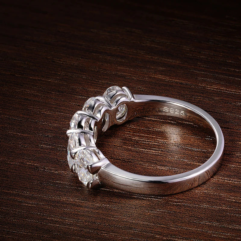 Oval Moissanite Eternity Band - D VVS1 S925 Silver 4x6mm