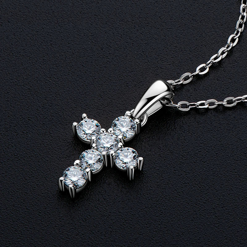 Moissanite Cross Pendant Necklaces