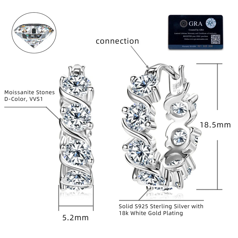4.8CTTW Sparkling Round Cut Moissanite Earring