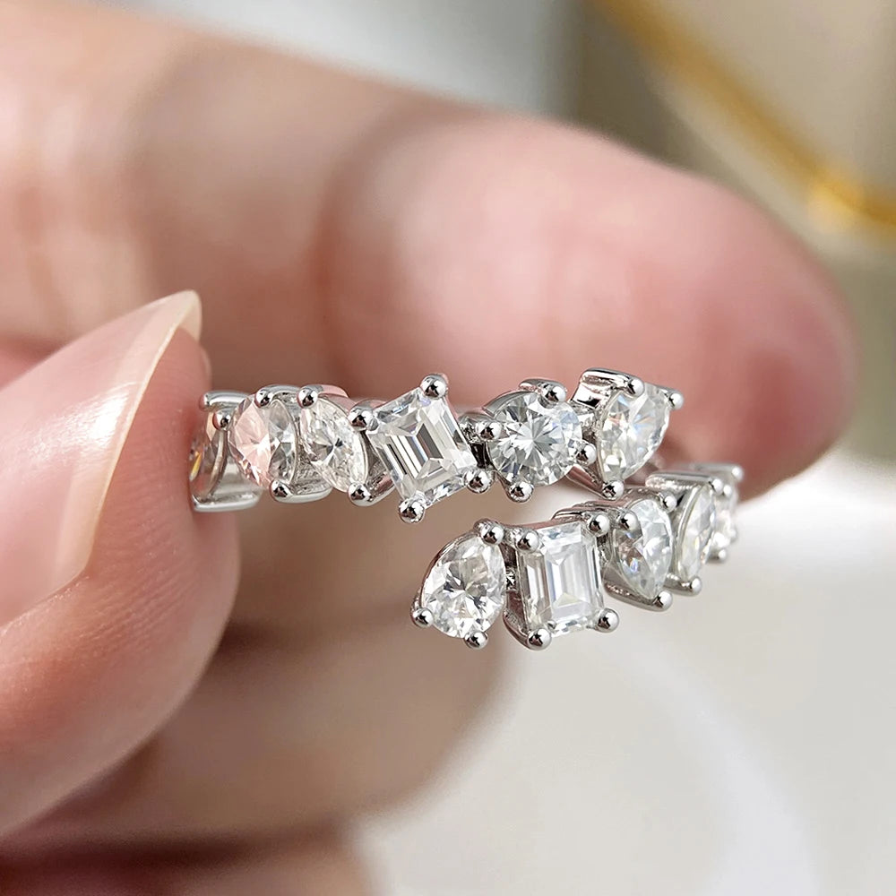 2.6cttw Special Shape Cut D Color Moissanite Rings for Women S925 Sterling Silver Plated 18K