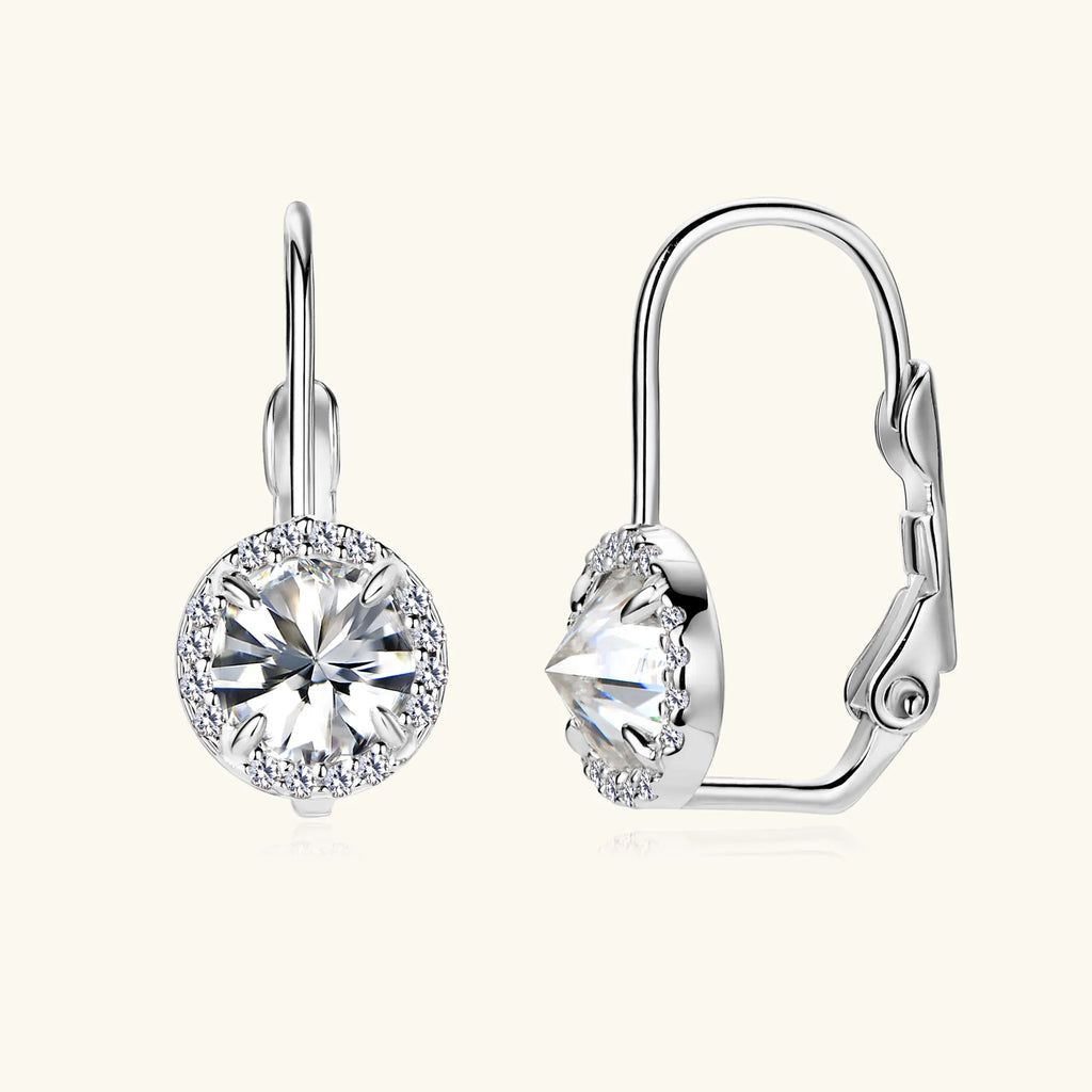 18K Gold Plated Full Moissanite Earrings for Women 6.5mm D Color Lab Diamond Hoop Earring Pure 925 Silver Jewelry