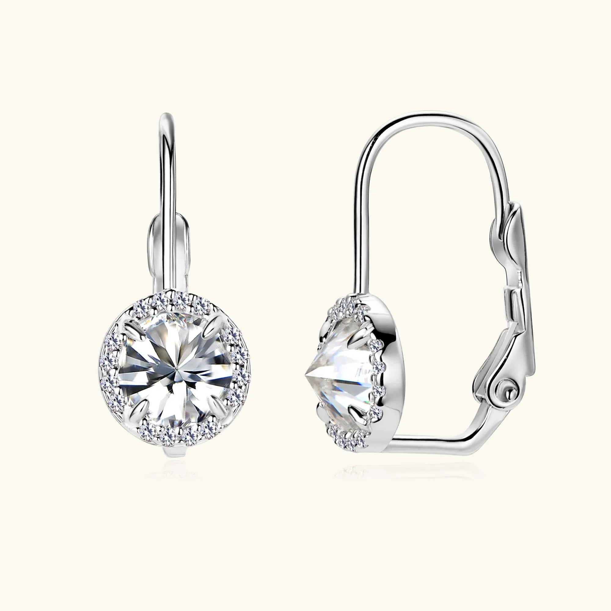 18K Gold Plated Full Moissanite Earrings for Women 6.5mm D Color Lab Diamond Hoop Earring Pure 925 Silver Jewelry