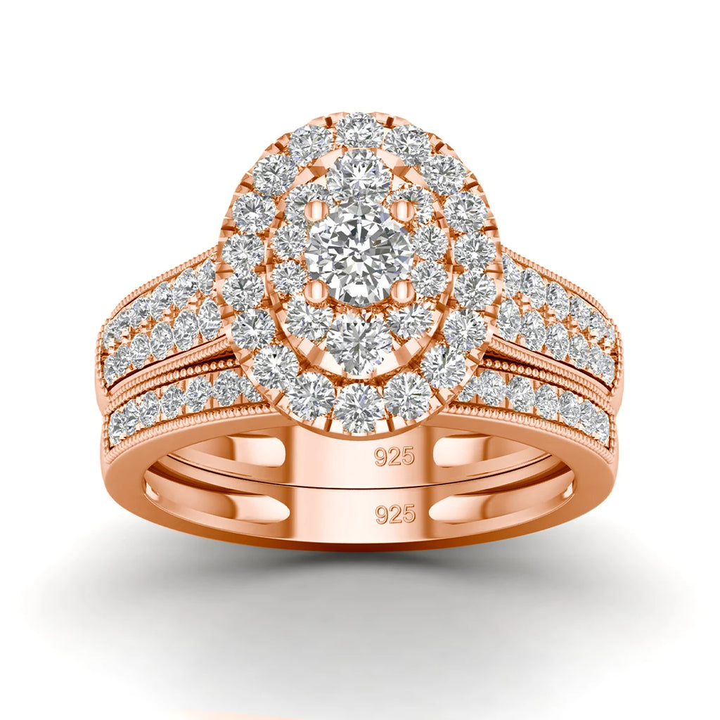 Moissanite Engagement Rings Set Bridal Jewelry 2PCS