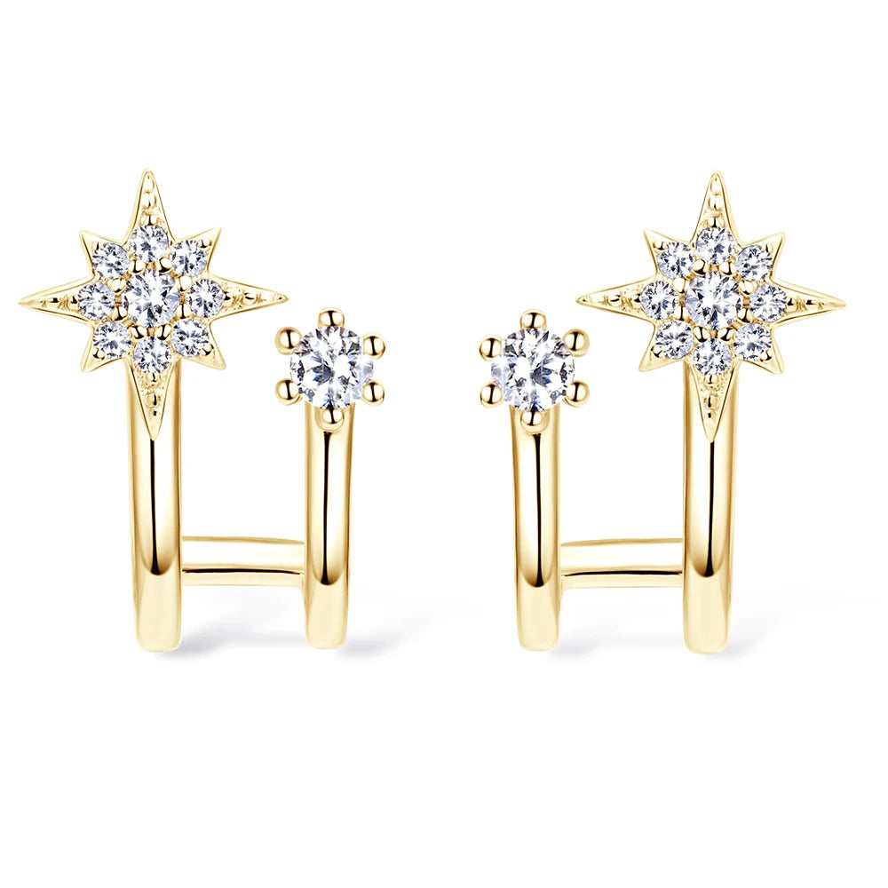 14K Gold Plated S925 Sterling Silver Moissanite Earrings for Women Dainty Star Piercing Ear Studs Earring Lady Jewelry aretes