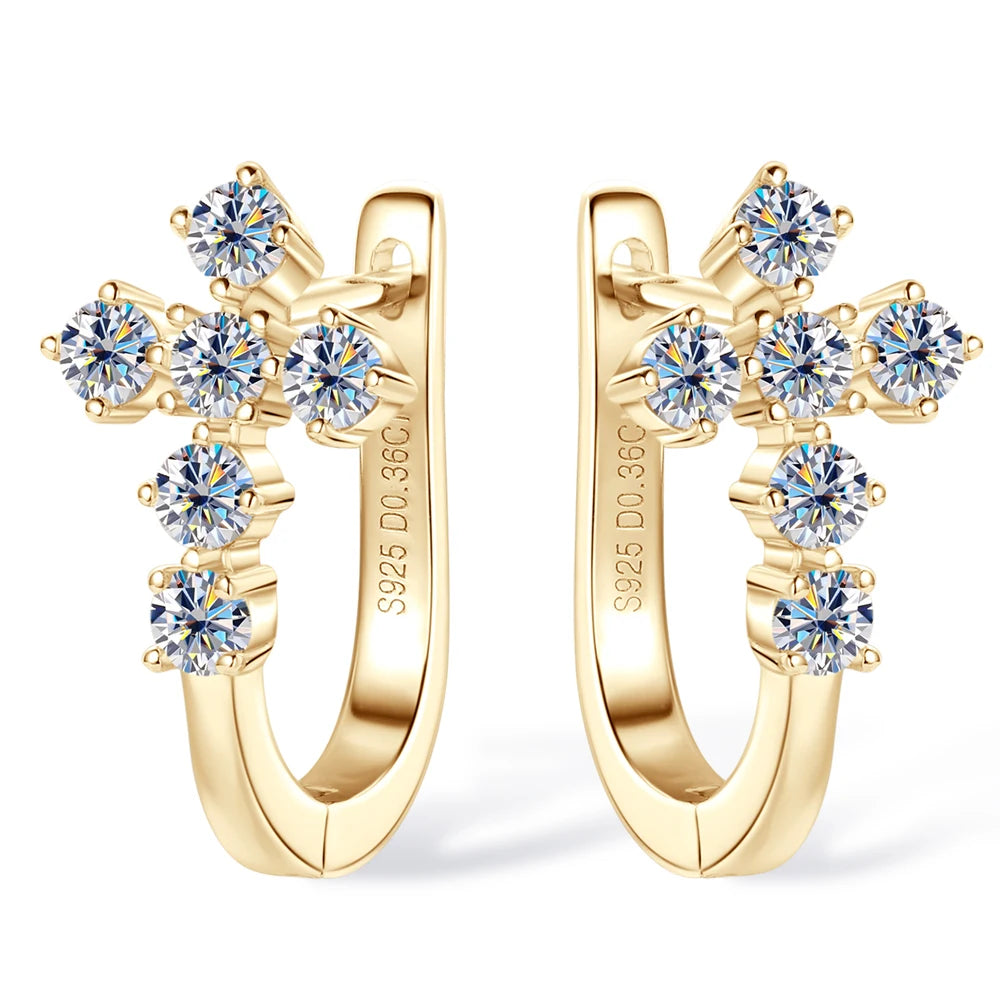 Earring 925 Sterling Silver Cross Earrings 18K White Gold Plated Hoops for Women Faith Gift 2.5mm Moissanite Diamond