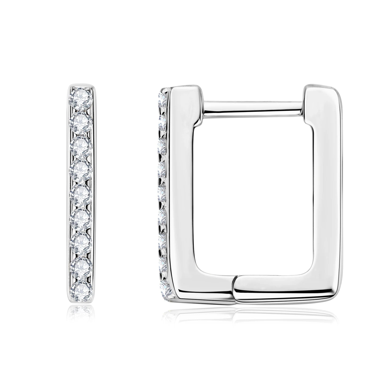 Moissanite Diamond Hoop Earrings for Women 100% 925 Sterling Silver 1.5mm Square Earring Sparkling Jewelry Gifts 18K Gold Plated