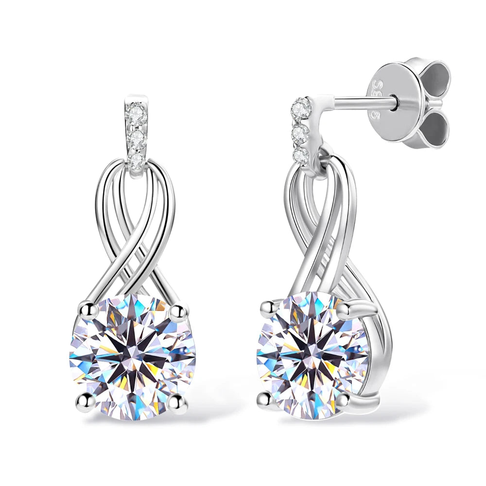 Drop Earrings for Women Sparkling Brilliant cut S925 Sterling Silver Plated 18k Wedding  Jewelry GRA 2cttw Moissanite
