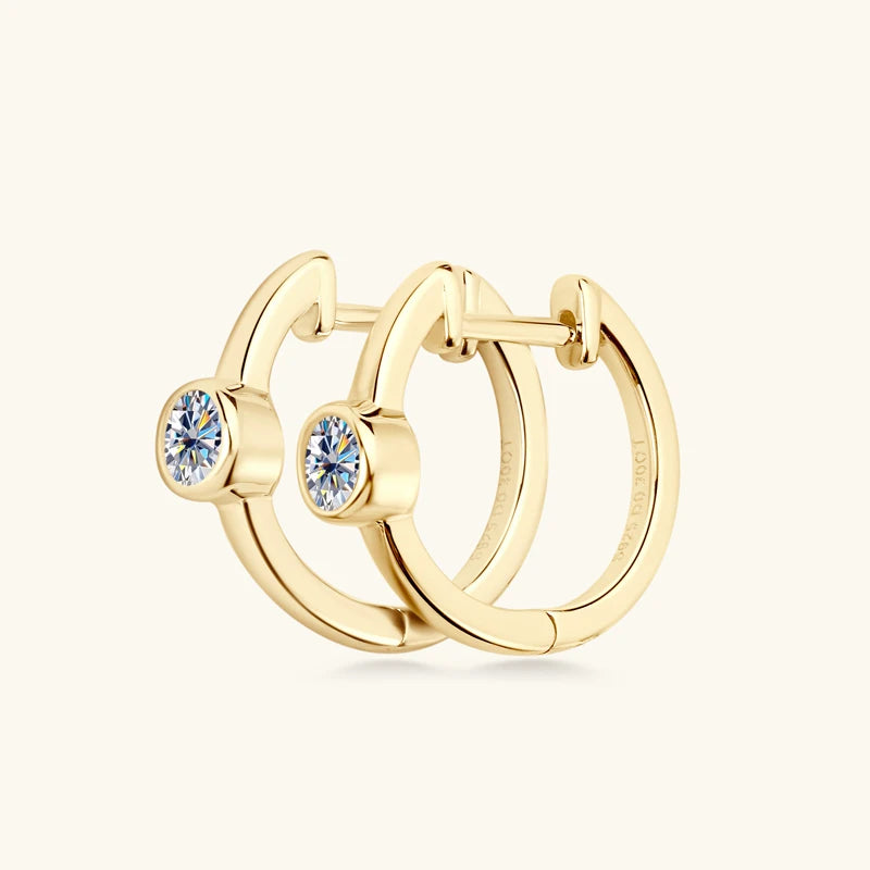 Sterling Silver Earrings 925 0.3CT Moissanite Hoop Earring