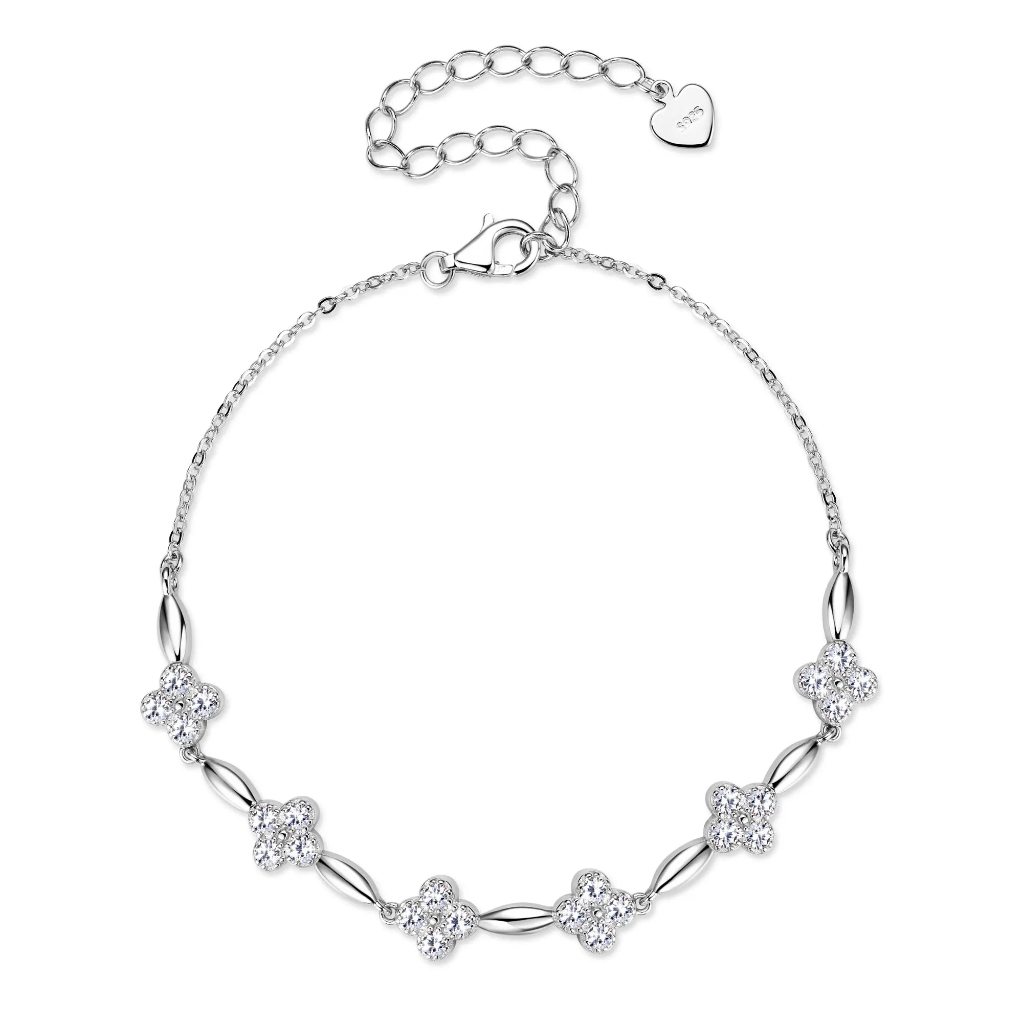 925 Sterling Silver Flower Clover Moissanite Bracelet for Women 18k Gold Plated Fine Jewelry Gift GRA Certified