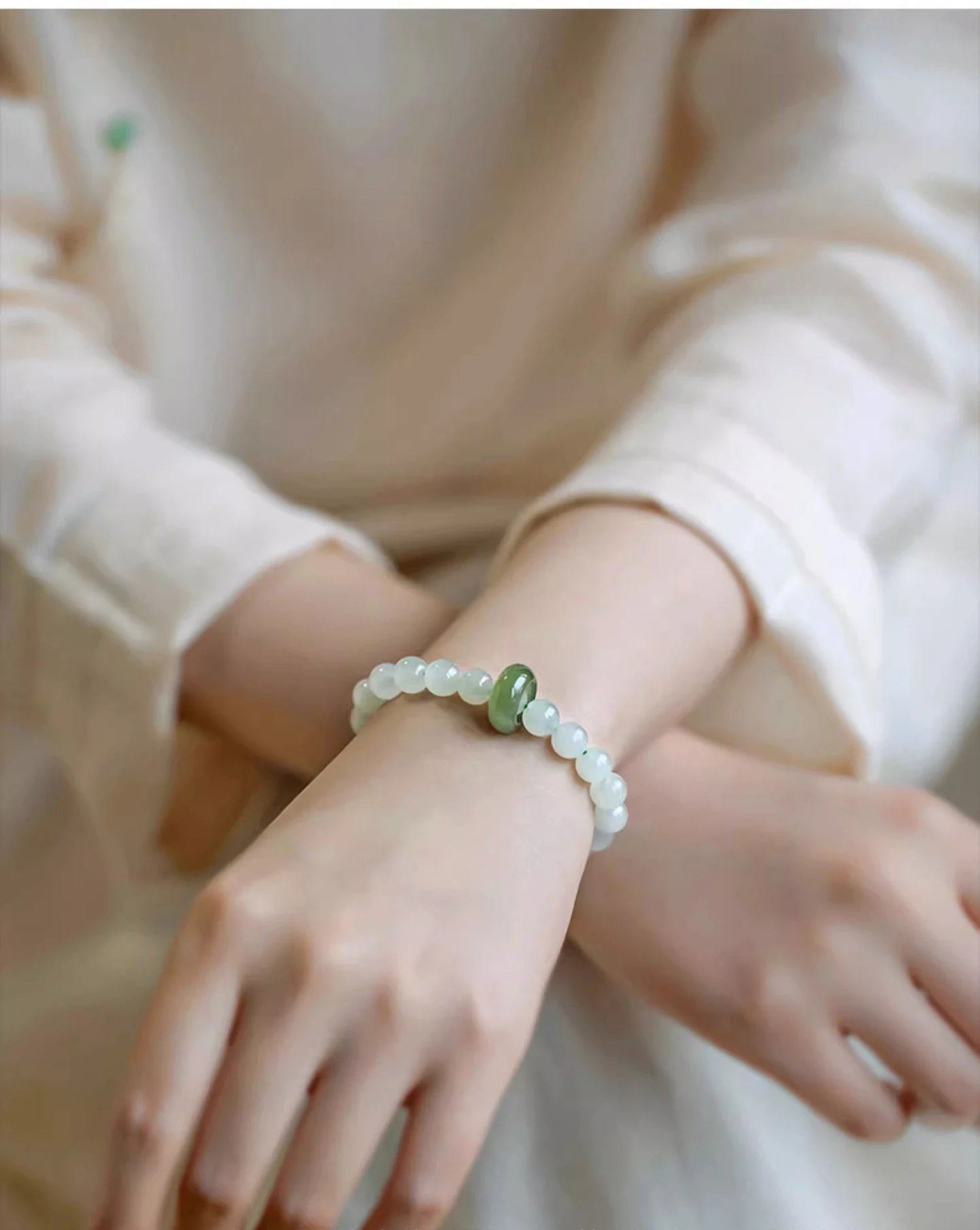 Hotan Retro Bracelet Female Lake Green