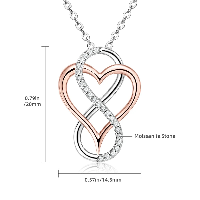 Moissanite Heart Infinity Pendant Necklace