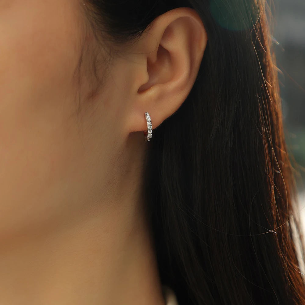 18K Plated 925 Sterling Silver Moissanite Hoop Earrings For Women High Quality Jewelry Anniversary Gift