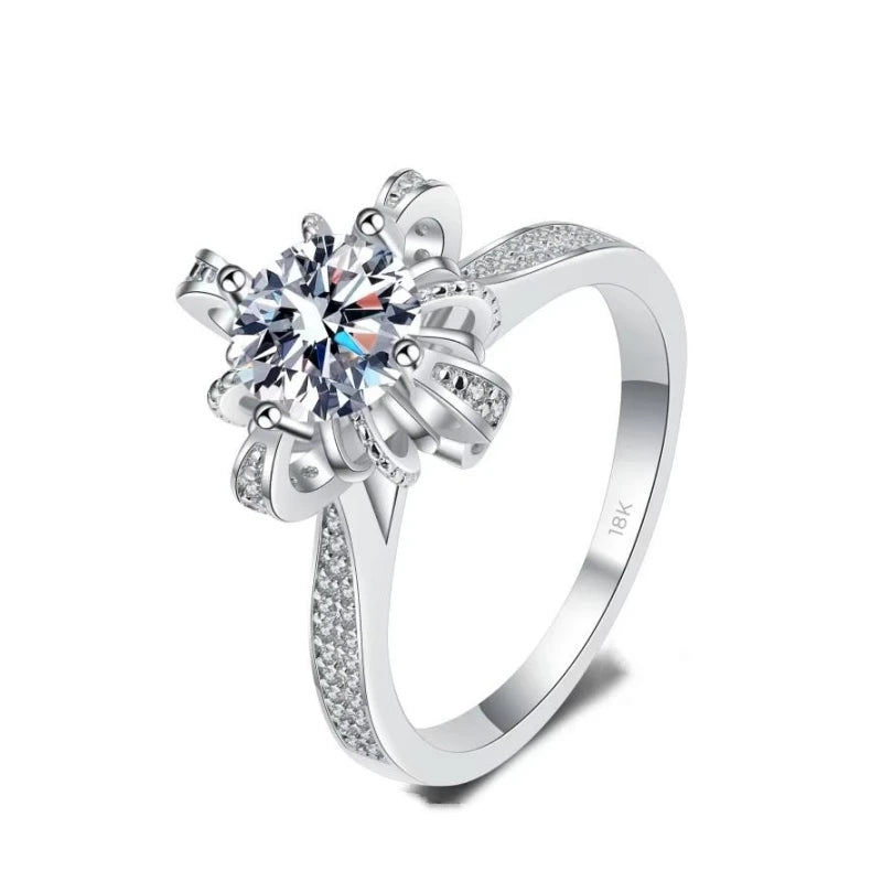 Women Wedding Band 18K White Gold Crown Rings 1CT Moissanite Diamond Girl Birthday Gift PT950 Platinum Engagement Fine Jewelry