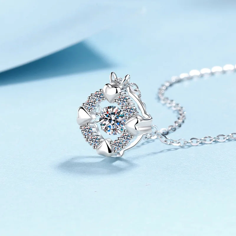 Shiny White Gold 18K 0.5CT 100% VVS D Color Moissanite Necklaces for Women Sparkling Lab Diamond Pendants Female Wedding Jewelry