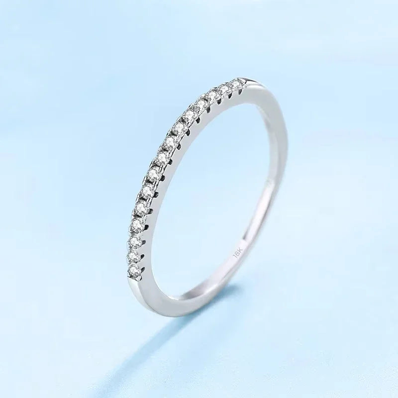 Women 18K White Gold Rings Girl Engagement 0.15CT Moissanite Diamond Daughter Birthday Gift PT950 Platinum Valentine's Day Party