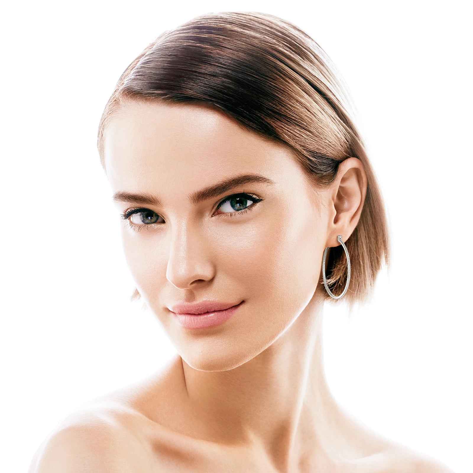 Moissanite Hoop Earrings 925 Sterling Silver 30/40MM Large Huggie Hoop Earring for Women Hypoallergenic Gold Plated Big Earrings