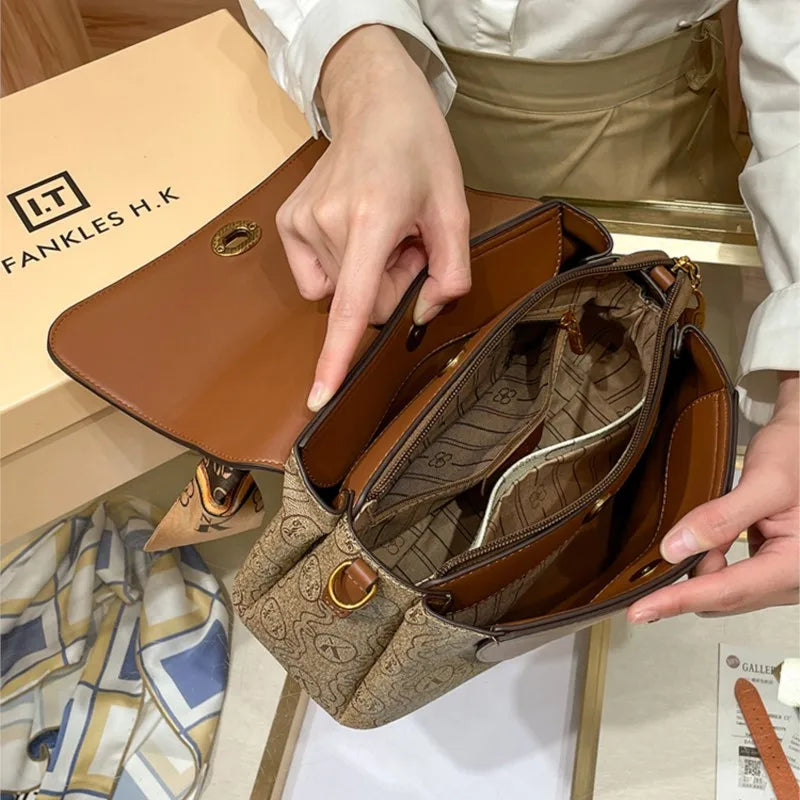 New genuine leather shoulder diagonal cross small square bag
