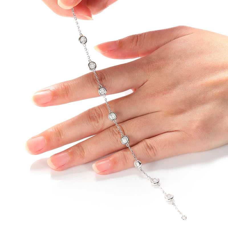 Full Moissanite Tennis Bracelet for Women Man Original Certified S925 Sterling Silver Simulated Diamond Chain 4mm 2.4cttw