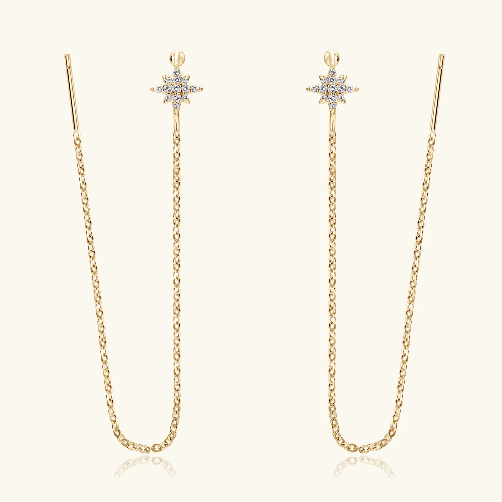 925 Sterling Silver Ear Cuff Earrings Chain for Women Full Moissanite Drop Dangle Ear Stud Star Crawler Wrap Earrings Jewelry