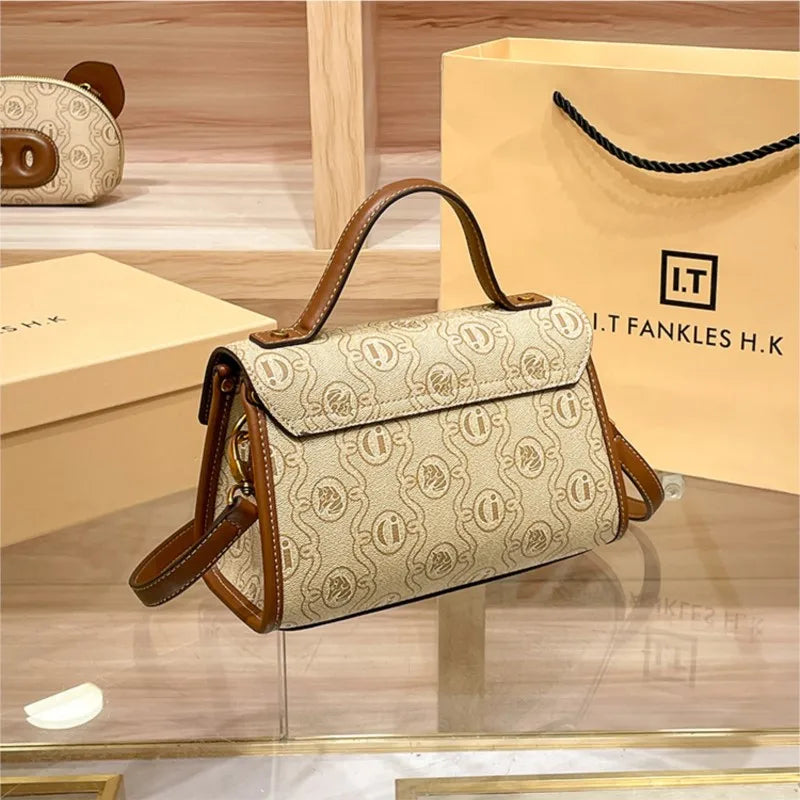 crossbody small square Women's handbag genuine leather luxury bag