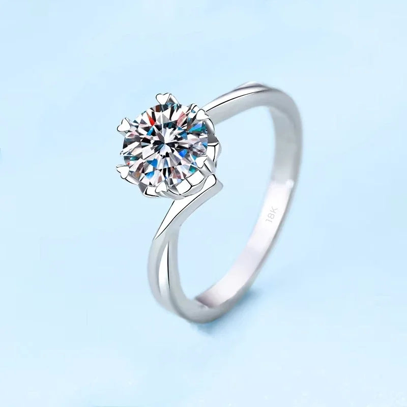 Women Wedding Band 18K White Gold Engagement Rings 0.5/1/2CT Moissanite Diamond Girl Friend Birthday Gift PT950 Platinum Jewelry