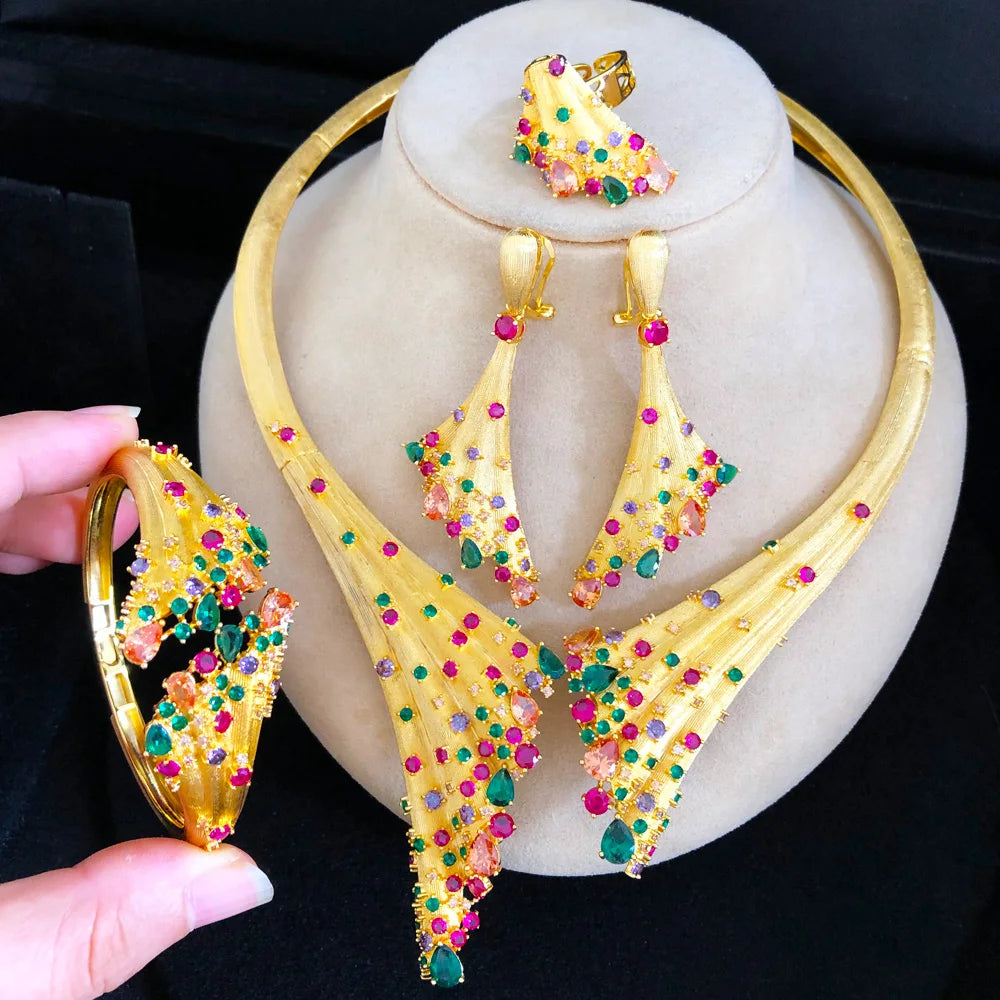4pcs African Dubai Jewelry Sets for Weddings