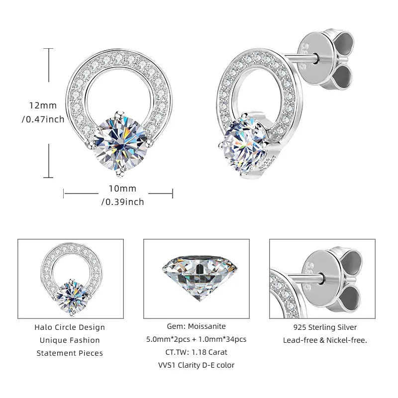 5mm 0.5ct Moissanite Earring 925 Sterling Silver Stud Earrings