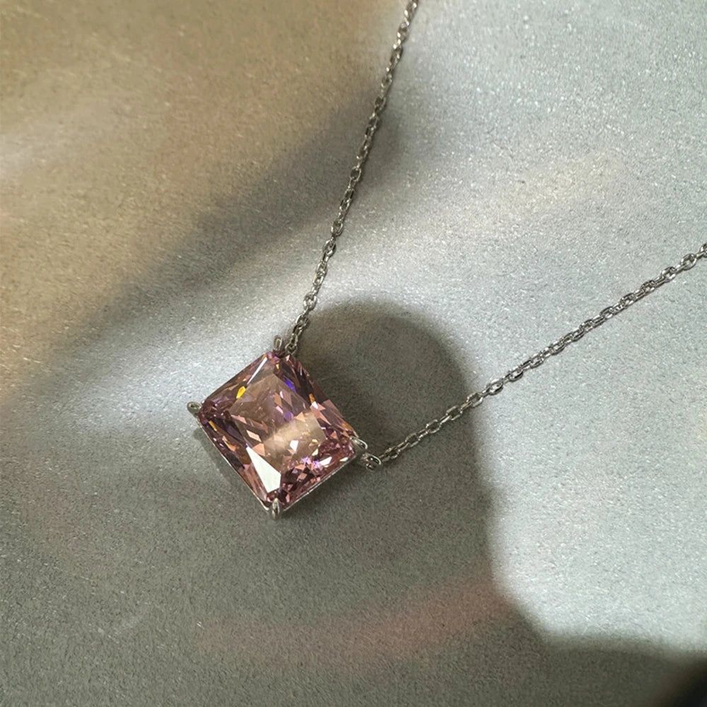 10CT Radiant Cut G Color High Carbon Diamond Gemstone Pendant Necklace 100% 925 Sterling Silver