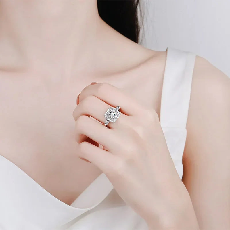 Women Wedding Band PT950 Platinum Asscher Cut 2CT VVS1 D Color Moissanite Diamond Girlfriend Birthday Gift Rings Valentine's Day