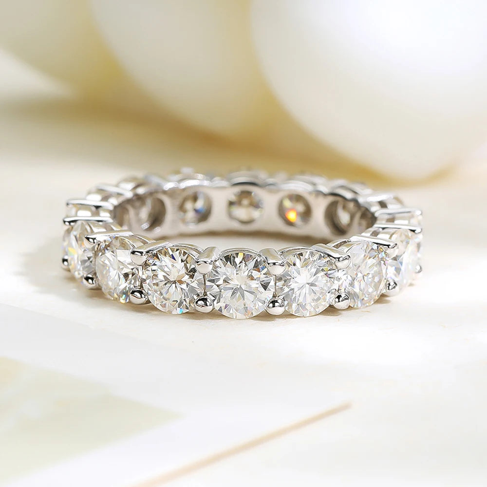 3mm 5mm D Color All Moissanite Row Rings For Women Wedding Bridal 100% S925 Sterling Silver Plated 18K Eternity Rings