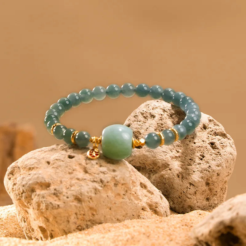 Natural Jade Emerald 10MM Oil Green Bead Bracelet For Women