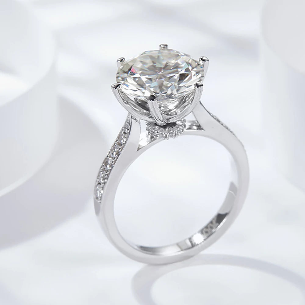 Moissanite Rings Women S925 Sterling Silver Plated 18K 5ct D Color