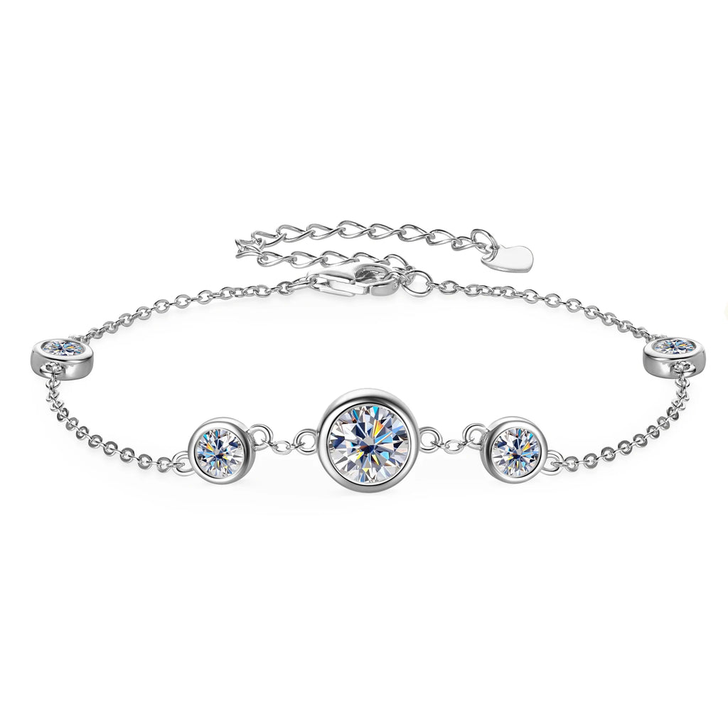 GRA Certified 6.5mm Moissanite Bracelets 925 Silver Adjustable Chain Bracelet for Women Plated 18k Fine Jewelry