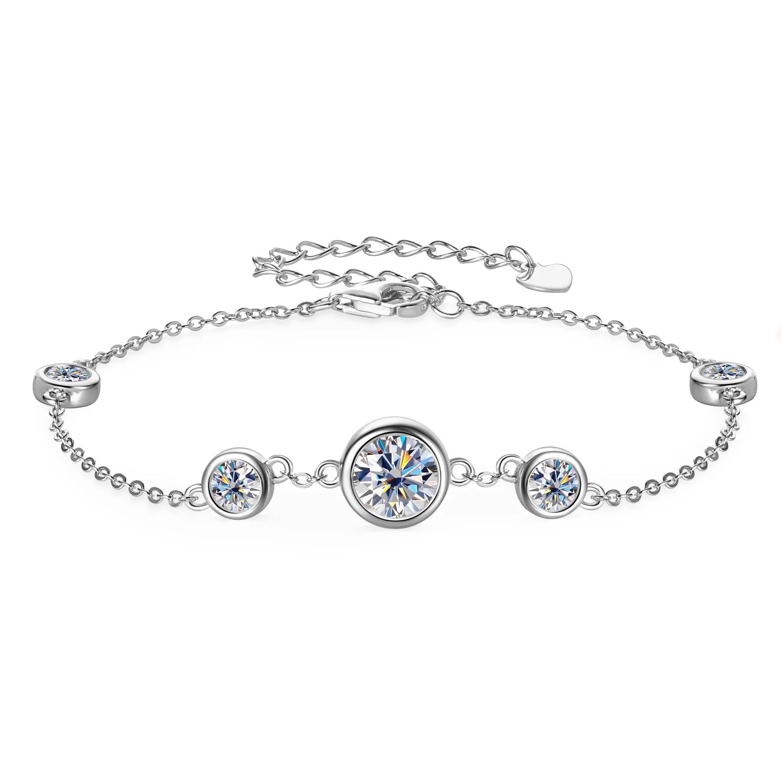 GRA Certified 6.5mm Moissanite Bracelets 925 Silver Adjustable Chain Bracelet for Women Plated 18k Fine Jewelry