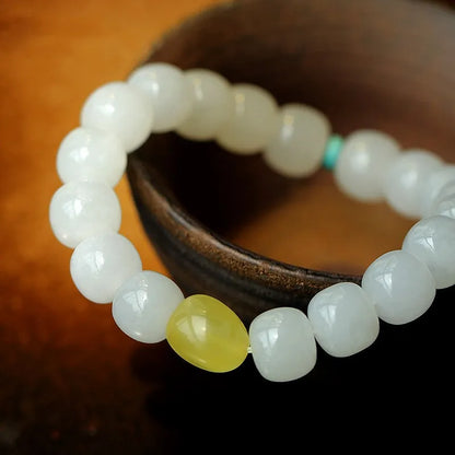 Elastic Bracelet Charms Luxury Fine Jewelry 10MM Natural White Jade Jasper