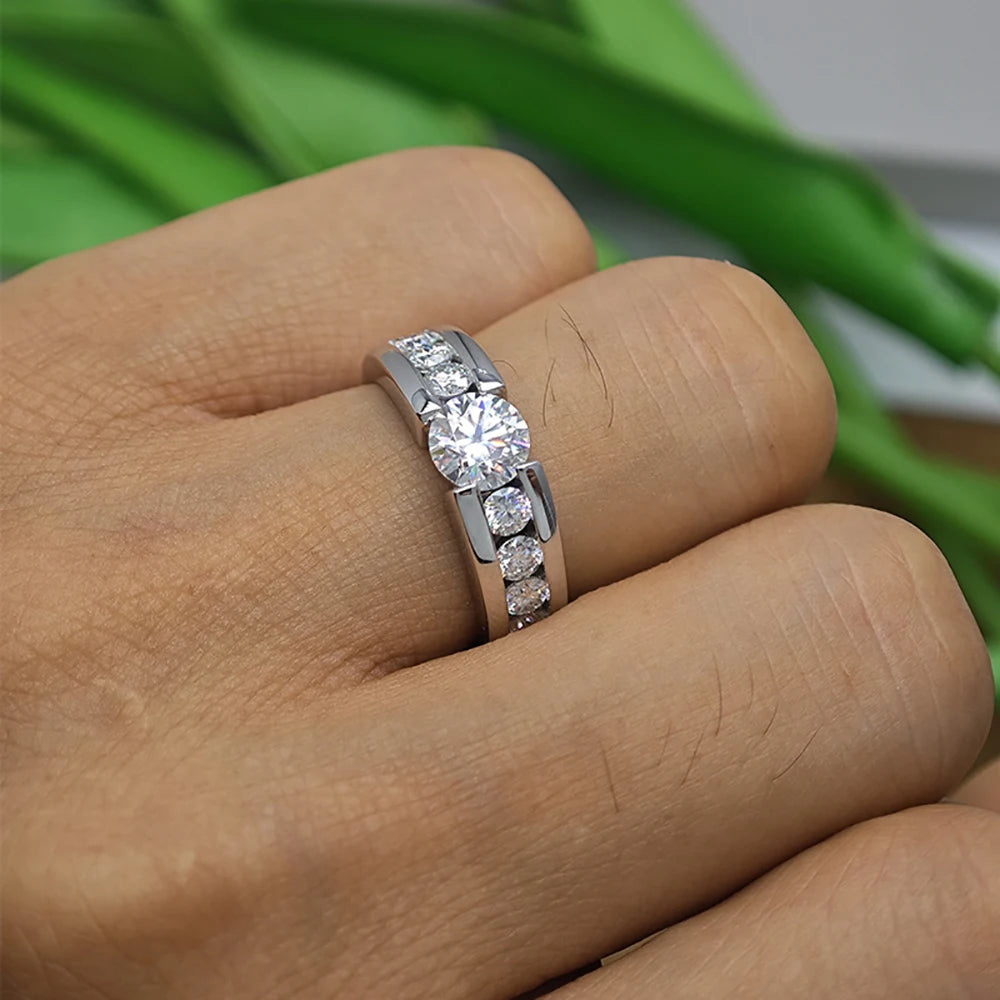 2.2ct D Color All Moissanite Rings For Women Man Wedding Bridal 100% S925 Sterling Silver Plated 18K