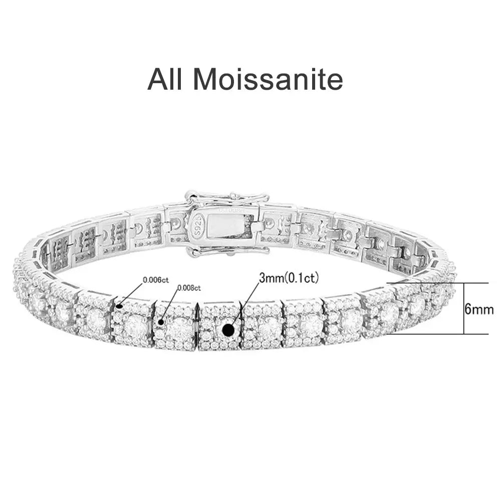 Moissanite Tennis Bracelet 925 Sterling Silver 6mm D VVS1