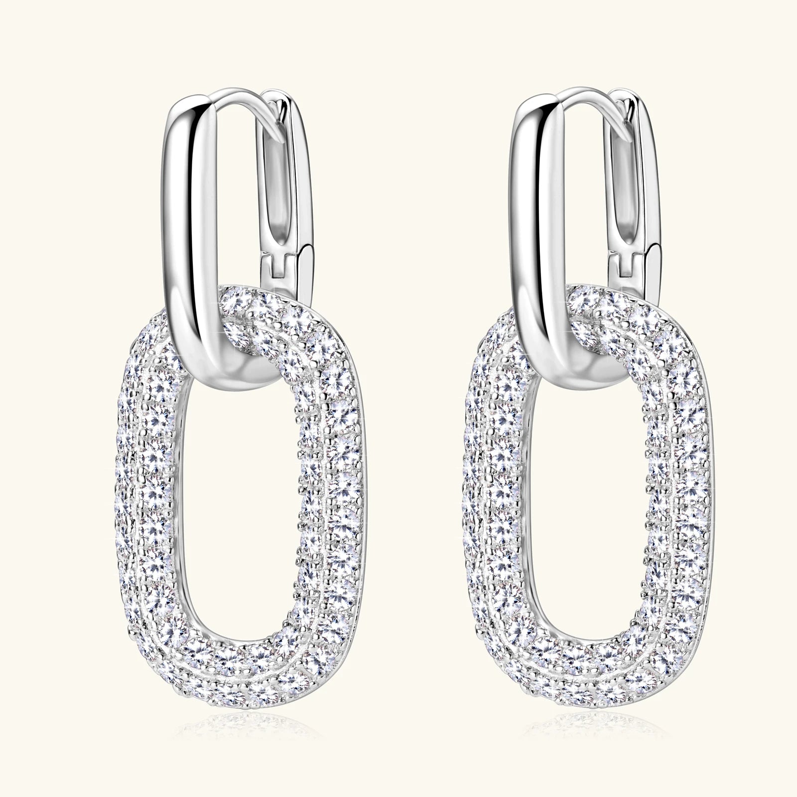 14K Gold Plated Moissanite Drop Earrings 925 Sterling Silver Paperclip Dangle Hoops Earrings for Women Trendy Jewelry