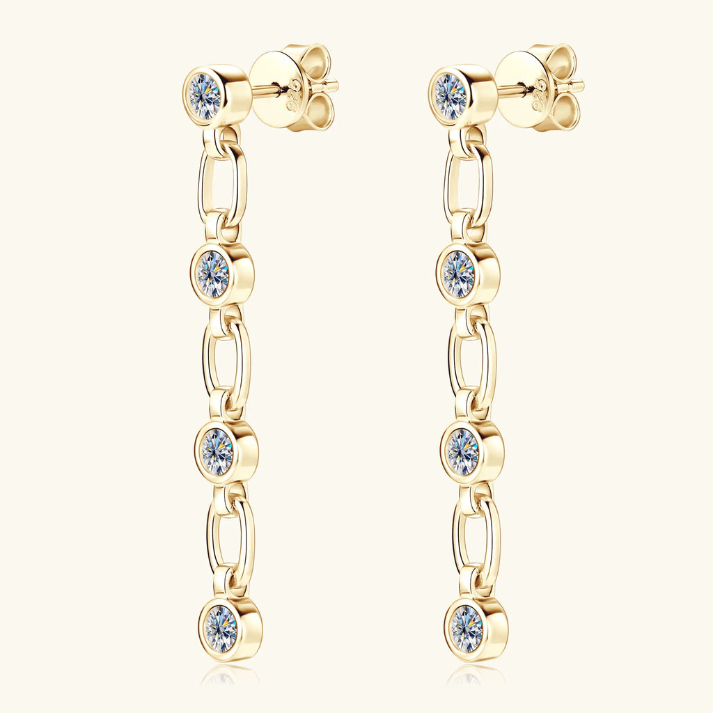 3mm Moissanite Dangle Earring For Women 925 Sterling Silver Long Drop Earrings 14K Gold Plated Hypoallergenic Jewelry