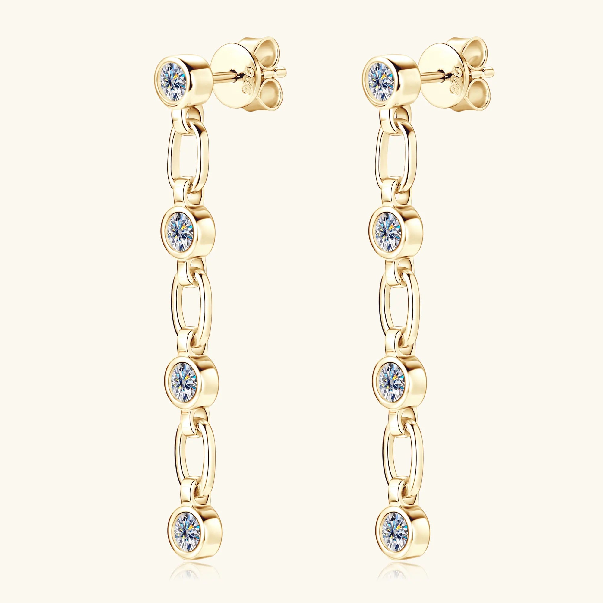 3mm Moissanite Dangle Earring For Women 925 Sterling Silver Long Drop Earrings 14K Gold Plated Hypoallergenic Jewelry