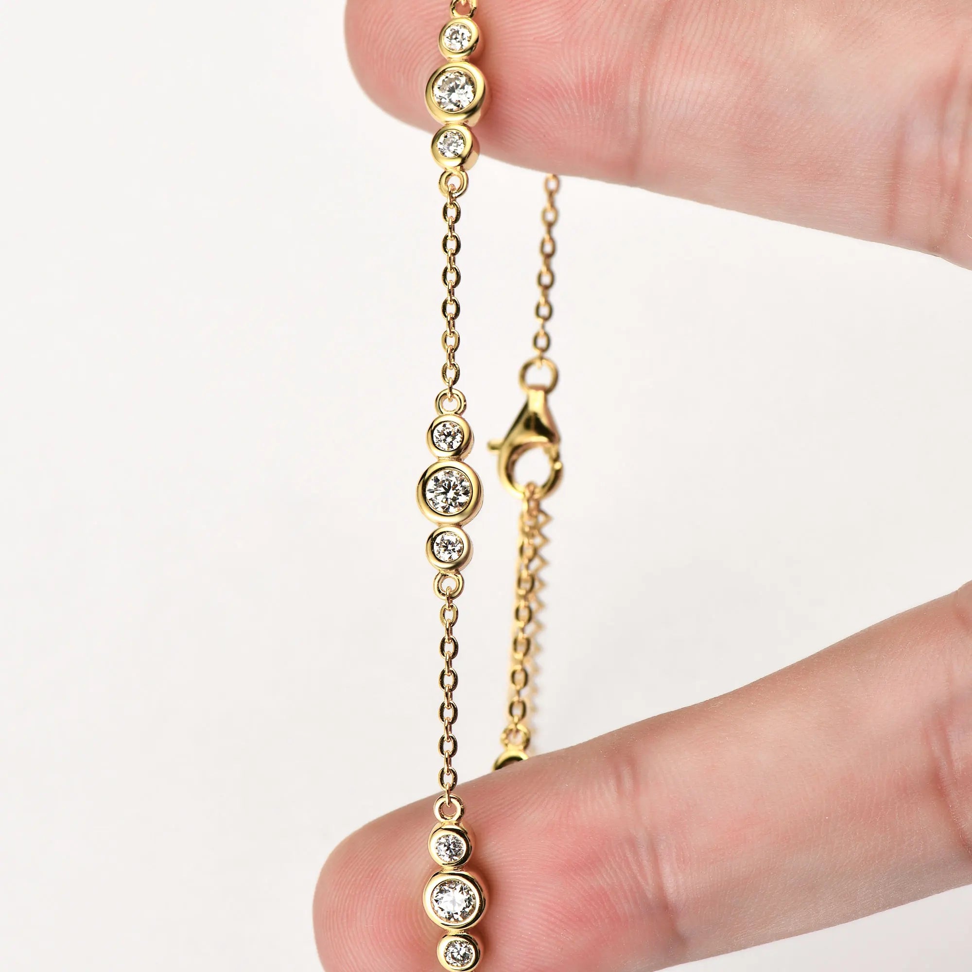 Moissanite Bracelets Real 925 Sterling Silver Adjustable Chain Bracelets for Women With GRA Certificate 3mm 2mm