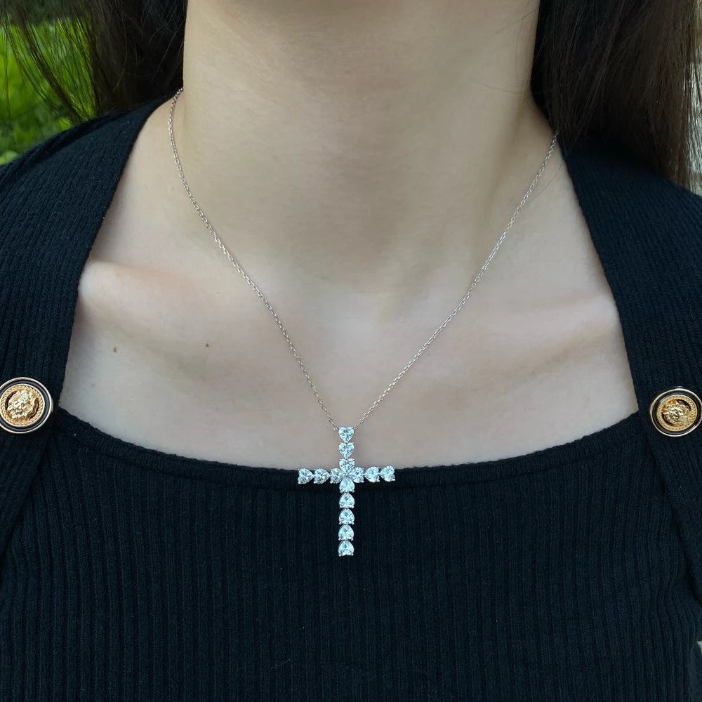 Moissanite Cross Pendant Necklace