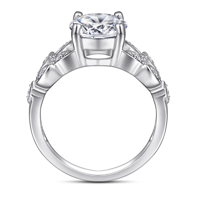 925 Silver 2 Carat DE Color Moissanite Diamond Wedding Bands Engagement Ring for Woman