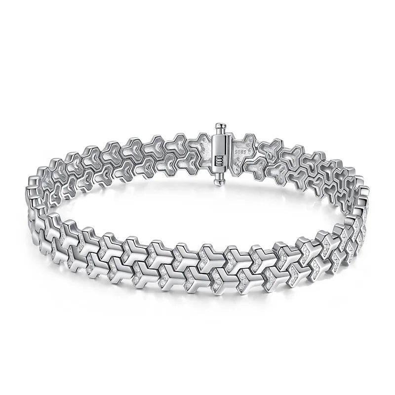 Moissanite Tennis Bracelet for Women Man Solid s925 Sterling Silver Plated 18k White Gold 8.5mm