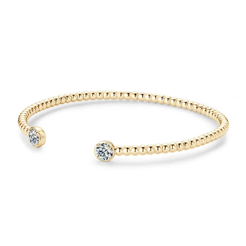 Moissanite Bangles 1CTTW 18k Plated for Women 100% Solid S925 Silver Stackable Jewelry Adjustable Lab Diamond Bracelets