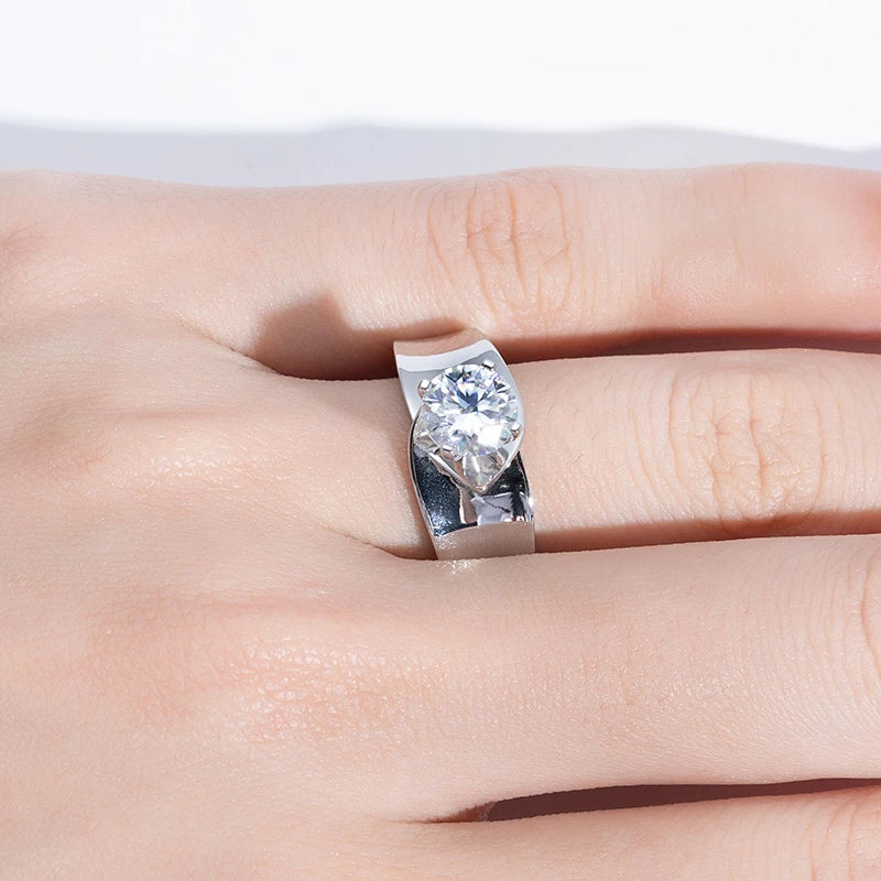 Moissanite 925 Sterling Silver Classic White Gem Round 1.2 Carat D Color Wedding Ring For Women Jewelry