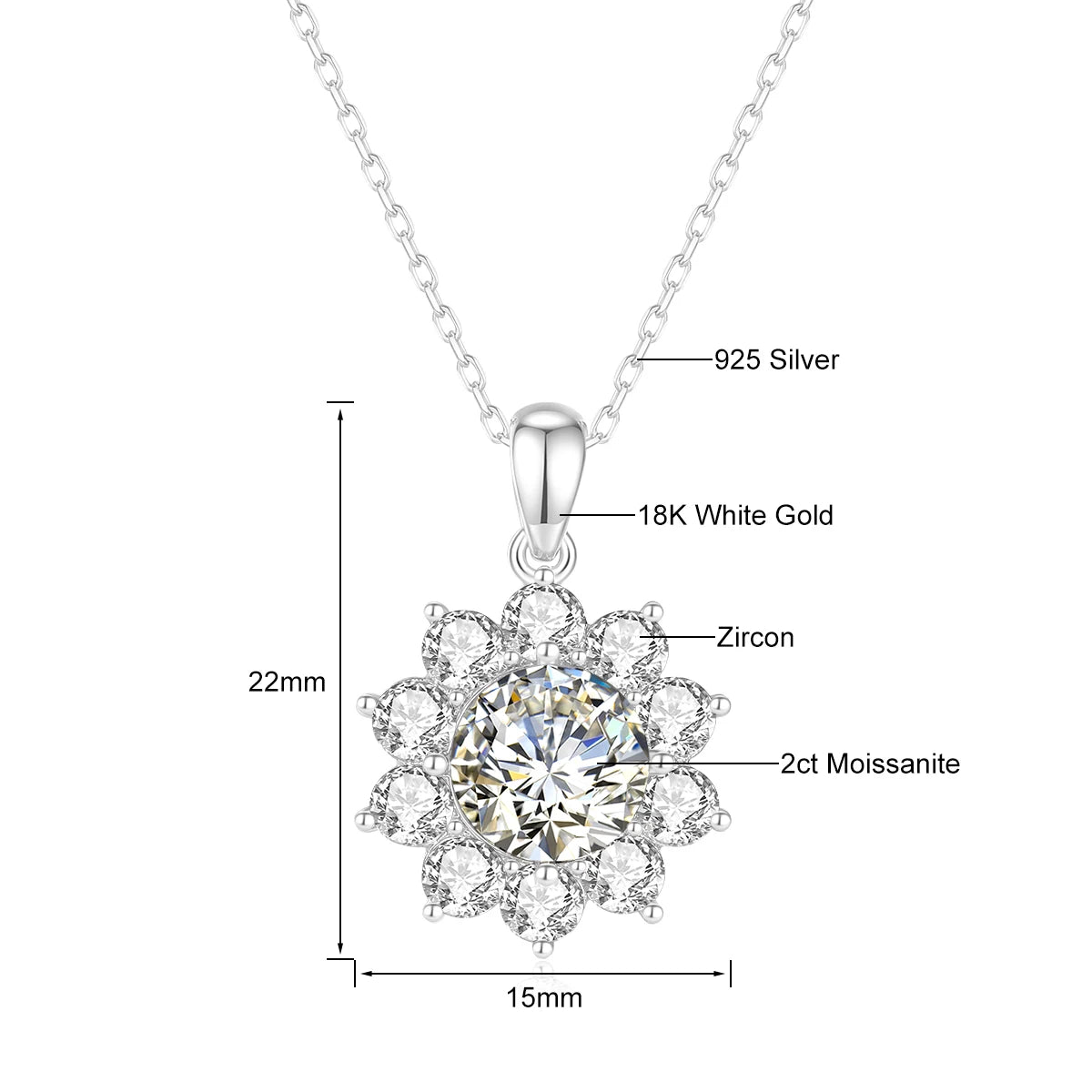 1ct Moissanite Necklace 18k Gold 100% With Certificate