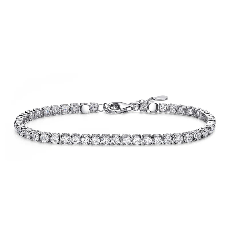 Moissanite Tennis Bracelet 3mm for Women Man Full Diamond Adjustable 15-20CM S925 Sterling Silver Jewelry GRA